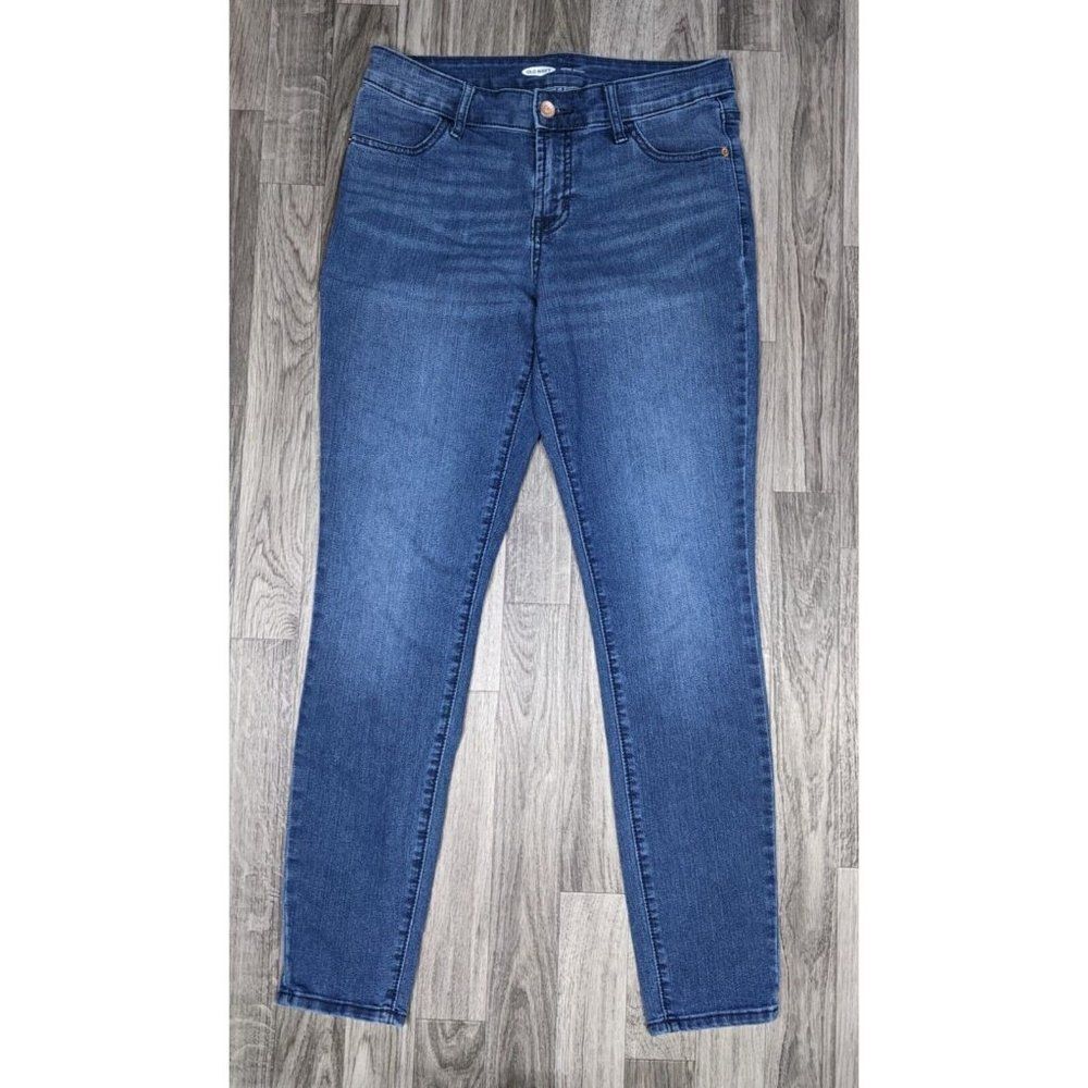 (3/$35) Old Navy Womens Size 6 Super Skinny Whiskered Denim Blue Jeans